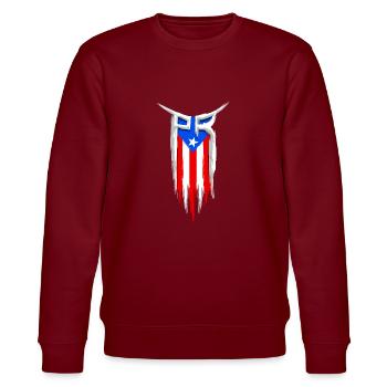 PR Flag - Puerto Rico Flag - Boricua - Stanley/Stella CHANGER Unisex Organic Sweatshirt - burgundy - Front - Nik (191cm) & Marisol (170cm)