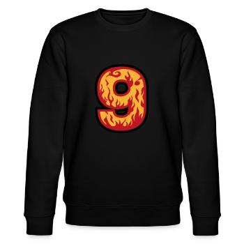 Nummer 9 mit Flammen - Zahl neun mit Feuer 🔥 - Stanley/Stella Unisex Bio-Sweatshirt CHANGER  - Schwarz - Vorne - Nik (191cm) & Marisol (170cm)