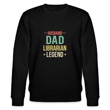 Husband Dad Librarian Legend Shirt - Stanley/Stella Unisex Bio-Sweatshirt CHANGER  - Schwarz - Vorne - Nik (191cm) & Marisol (170cm)