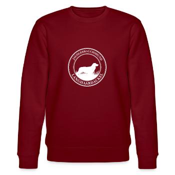 Langhaardackel Jagdgebrauchshund Jagdhund Wilsigns - Stanley/Stella Unisex Bio-Sweatshirt CHANGER  - Burgunderrot - Vorne - Nik (191cm) & Marisol (170cm)