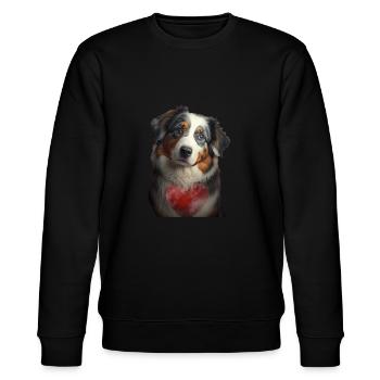 Australian Shepherd Valentins Tag - Stanley/Stella Unisex Bio-Sweatshirt CHANGER  - Schwarz - Vorne - Nik (191cm) & Marisol (170cm)