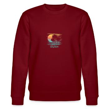 Long Beach Kalifornien Stilvoller Souvenirurlaub - Stanley/Stella Unisex Bio-Sweatshirt CHANGER  - Burgunderrot - Vorne - Nik (191cm) & Marisol (170cm)
