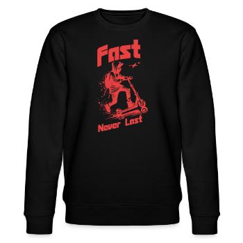 Scooter Design - Fast never last - Stanley/Stella Unisex Bio-Sweatshirt CHANGER  - Schwarz - Vorne - Nik (191cm) & Marisol (170cm)
