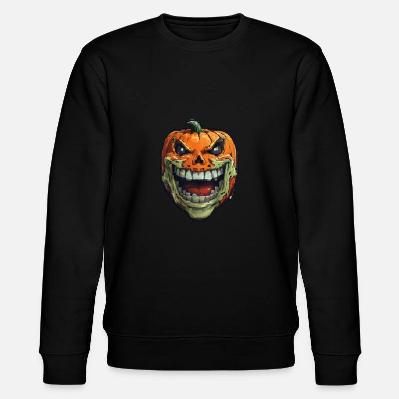 Halloween Kürbis - Stanley/Stella Unisex Bio-Sweatshirt CHANGER  - Schwarz