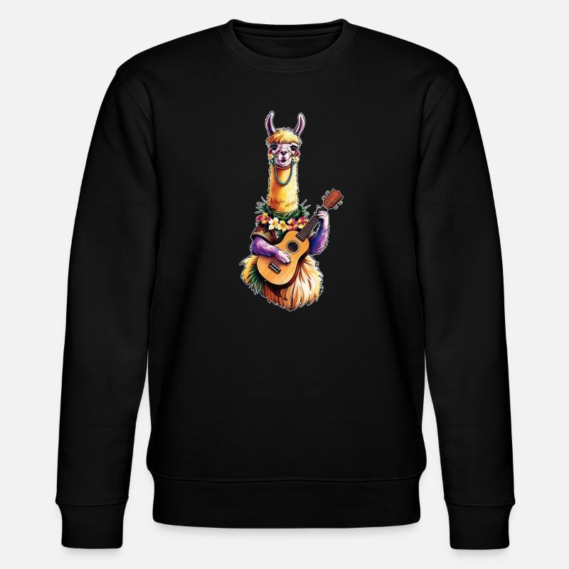 Lama spielt Ukulele - bunt - Stanley/Stella Unisex Bio-Sweatshirt CHANGER  - Schwarz