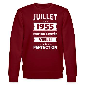 Anniversaire 70 ans - Juillet 1955 Perfection - Sweat bio CHANGER Stanley/Stella Unisexe - bordeaux - Devant - Nik (191cm) & Marisol (170cm)