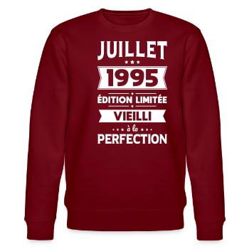 Anniversaire 30 ans - Juillet 1995 Perfection - Sweat bio CHANGER Stanley/Stella Unisexe - bordeaux - Devant - Nik (191cm) & Marisol (170cm)