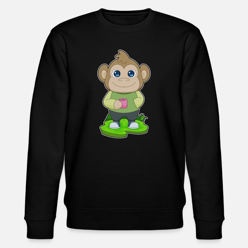 Affe Tasse Kaffee - Stanley/Stella Unisex Bio-Sweatshirt CHANGER  - Schwarz