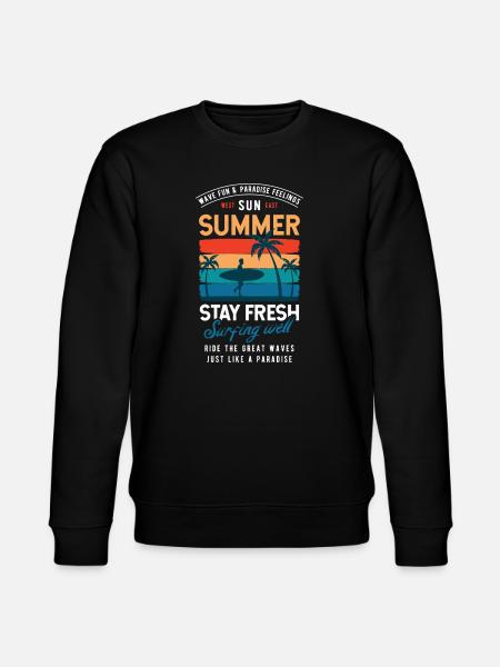 Summer Stay Fresh Surfing Vibes Graphic - Stanley/Stella CHANGER Unisex Organic Sweatshirt - black