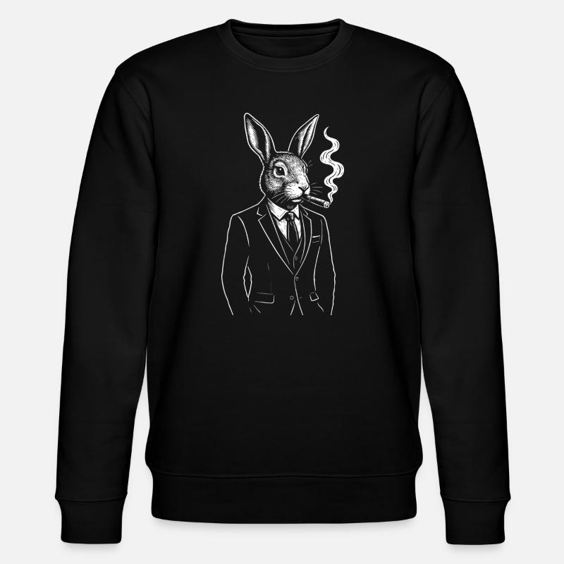 Dapper Rabbit in Suit Smoking - Stanley/Stella CHANGER Unisex Organic Sweatshirt - black