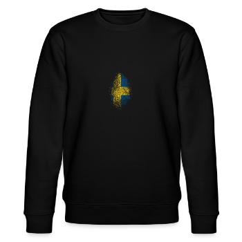 Schweden Flagge Fingerabdruck Nationalfarben - Stanley/Stella Unisex Bio-Sweatshirt CHANGER  - Schwarz - Vorne - Nik (191cm) & Marisol (170cm)