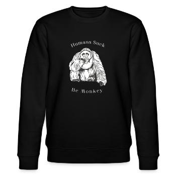 Orangutan shirt for orangutan animal lovers shirt - Stanley/Stella CHANGER Unisex Organic Sweatshirt - black - Front - Nik (191cm) & Marisol (170cm)