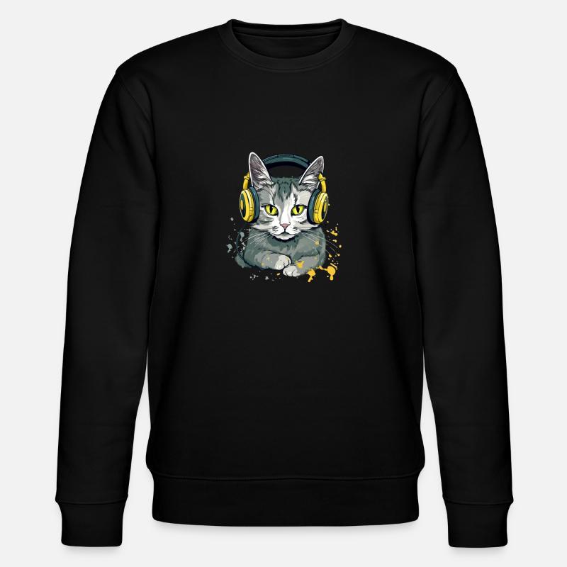 Jili, die audiophile Katze - Stanley/Stella Unisex Bio-Sweatshirt CHANGER - Schwarz
