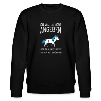 Ich Will Ja Nicht Angeben - Einhorn Morgenmuffel - Stanley/Stella Unisex Bio-Sweatshirt CHANGER  - Schwarz - Vorne - Nik (191cm) & Marisol (170cm)