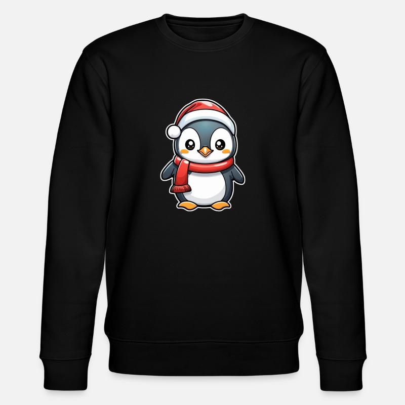 Pinguin Weihnachtsmütze - Stanley/Stella Unisex Bio-Sweatshirt CHANGER  - Schwarz