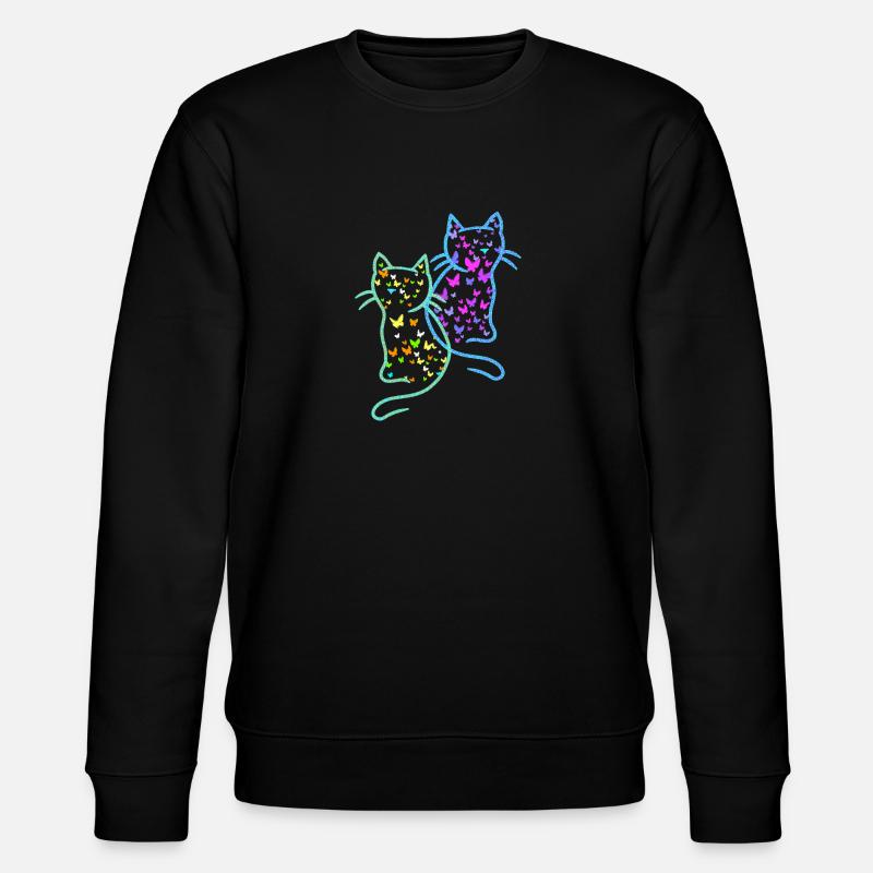 Printemps Été Chats Chat Papillons - Sweat bio CHANGER Stanley/Stella Unisexe - noir