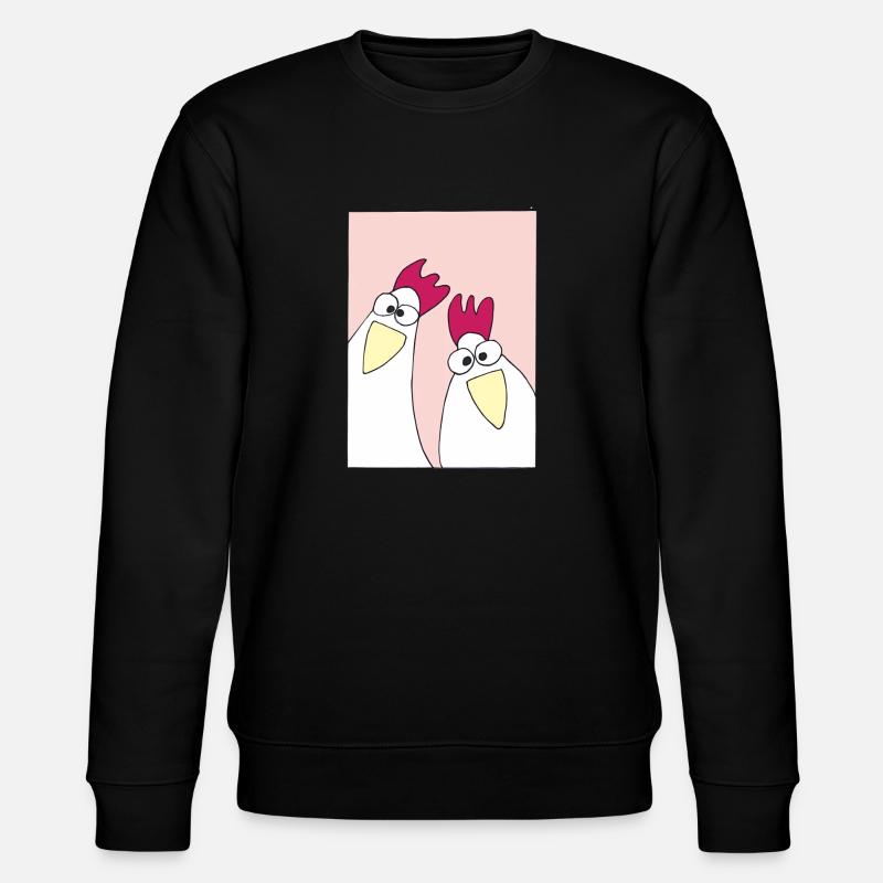 lustige huehner pink - Stanley/Stella Unisex Bio-Sweatshirt CHANGER  - Schwarz
