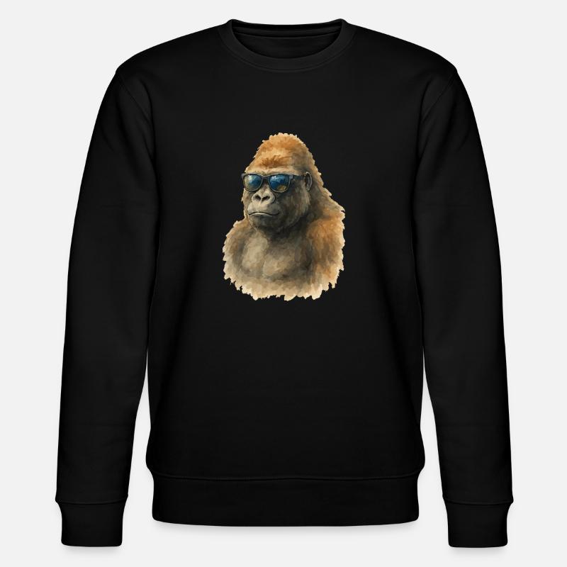 Gorille Aquarelle - Sweat bio CHANGER Stanley/Stella Unisexe - noir