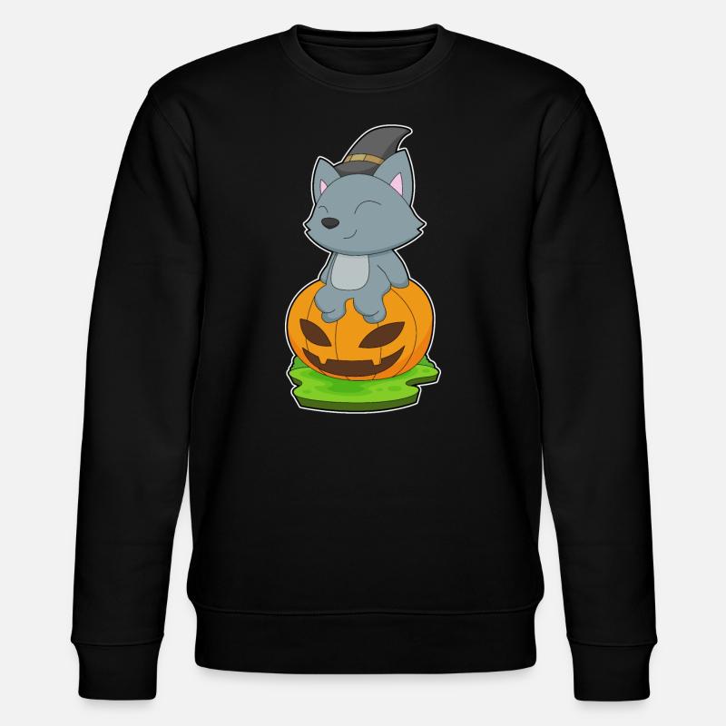 Katze Halloween Hexe - Stanley/Stella Unisex Bio-Sweatshirt CHANGER  - Schwarz