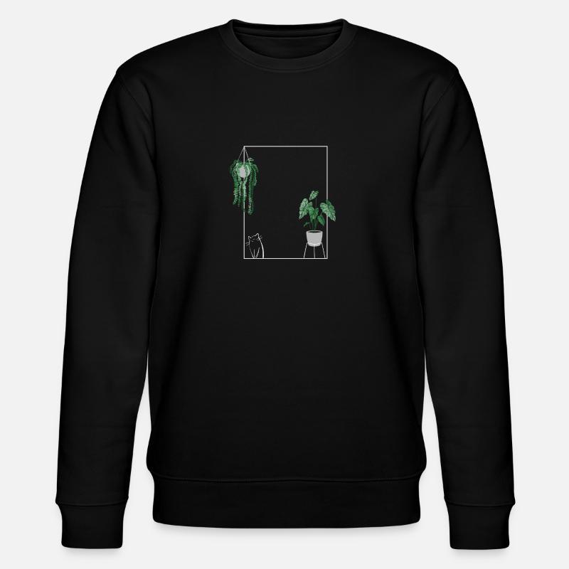 Plants and Cats - Stanley/Stella Unisex Bio-Sweatshirt CHANGER  - Schwarz