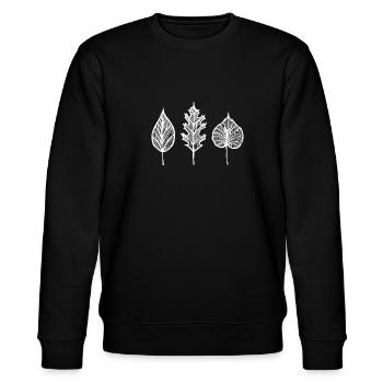 Weiße Blätter mit Muster - Stanley/Stella Unisex Bio-Sweatshirt CHANGER  - Schwarz - Vorne - Nik (191cm) & Marisol (170cm)