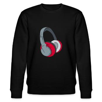 Kopfhörer - Musik Party Geschenk DJ - Stanley/Stella Unisex Bio-Sweatshirt CHANGER  - Schwarz - Vorne - Nik (191cm) & Marisol (170cm)