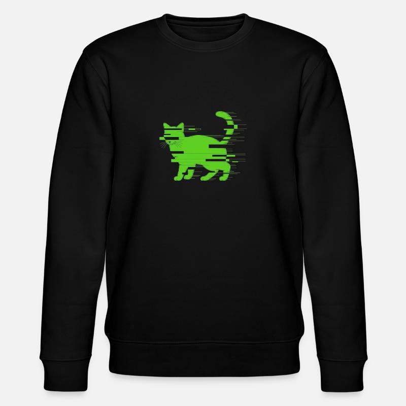 Glitch Katze - Stanley/Stella Unisex Bio-Sweatshirt CHANGER  - Schwarz