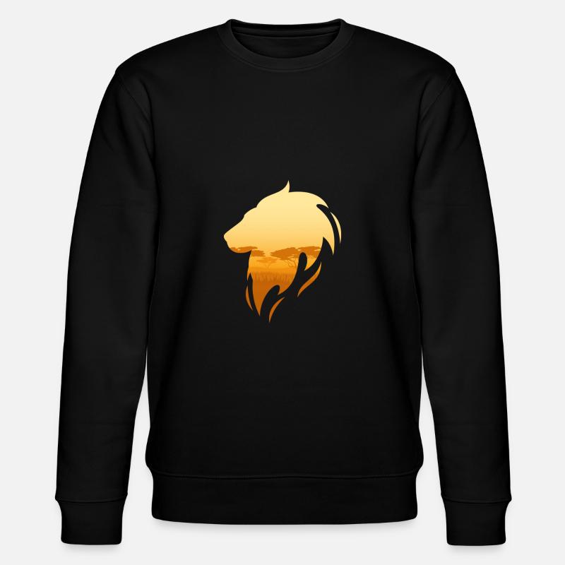 Löwe und Savanne - Stanley/Stella Unisex Bio-Sweatshirt CHANGER  - Schwarz