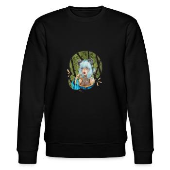 Hübsche Panda-Geisha im Anime-Style - Stanley/Stella Unisex Bio-Sweatshirt CHANGER  - Schwarz - Vorne - Nik (191cm) & Marisol (170cm)