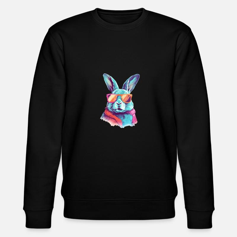 Tom the spectacled rabbit - Stanley/Stella CHANGER Unisex Organic Sweatshirt - black