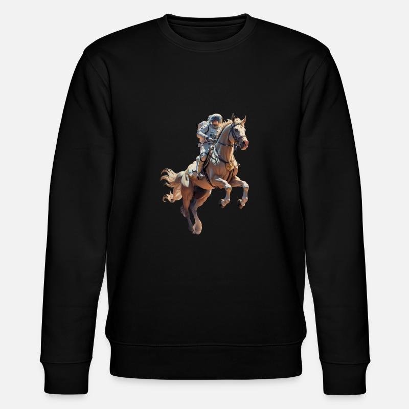 Astronaut mit Pferd - Stanley/Stella Unisex Bio-Sweatshirt CHANGER  - Schwarz