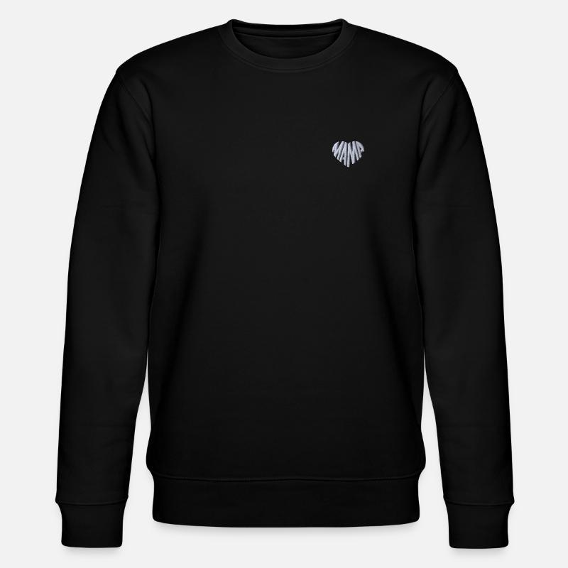 Mama Herz weiß bestickt - Stanley/Stella Unisex Bio-Sweatshirt CHANGER  - Schwarz