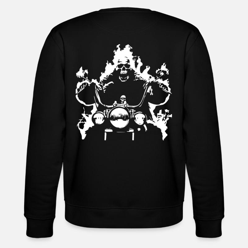 Skull Biker Flame Moto - Sweat bio CHANGER Stanley/Stella Unisexe - noir