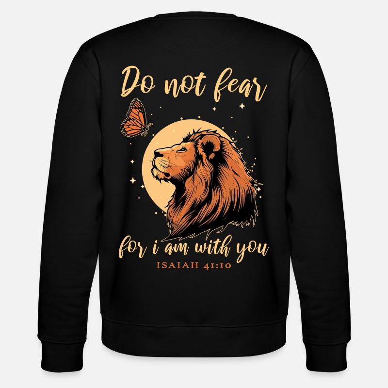 Löwe Schmetterling Bibelvers Christlich - Stanley/Stella Unisex Bio-Sweatshirt CHANGER  - Schwarz