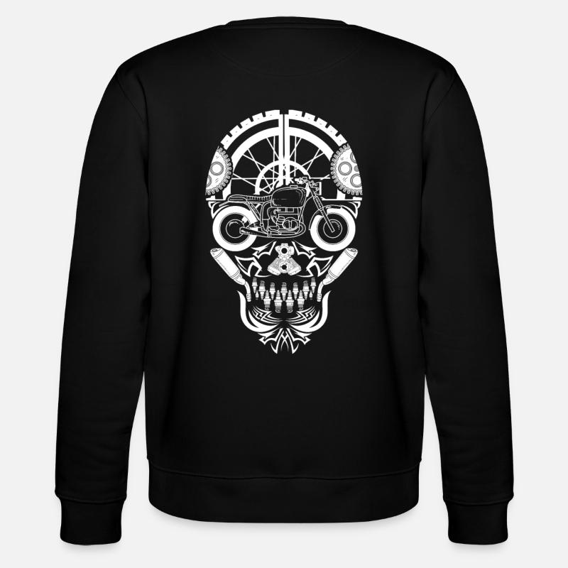 Motorcycle skull biker motorcyclist gift - Stanley/Stella CHANGER Unisex Organic Sweatshirt - black