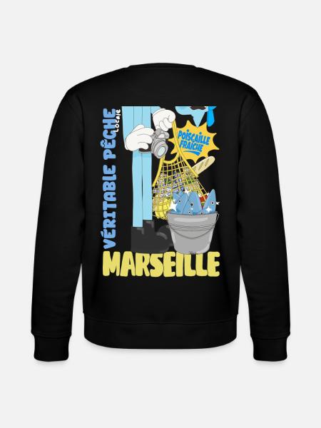 Marseille Poiscaille Fraîche Cartoon - Sweat bio CHANGER Stanley/Stella Unisexe - noir