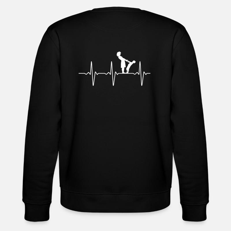 Mutter Sohn Partnerlook mit Herzschlag - Stanley/Stella Unisex Bio-Sweatshirt CHANGER  - Schwarz