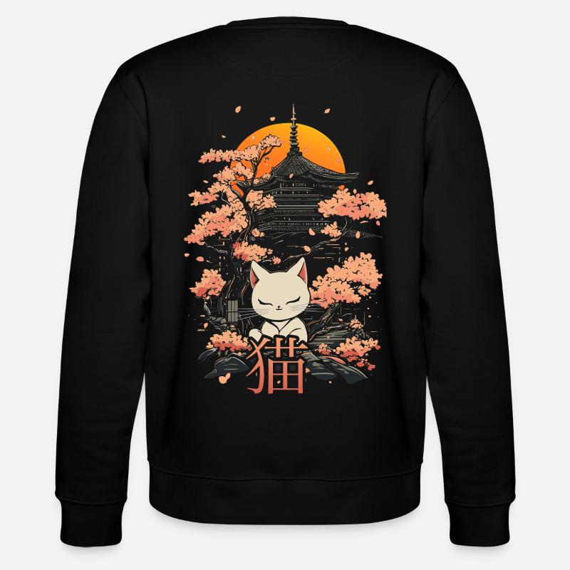 Neko - Chat japonais et sakura - Sweat bio CHANGER Stanley/Stella Unisexe - noir