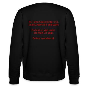 "Die liebe Seele hinter mir" - Stanley/Stella Unisex Bio-Sweatshirt CHANGER  - Schwarz - Hinten - Marisol (170cm)