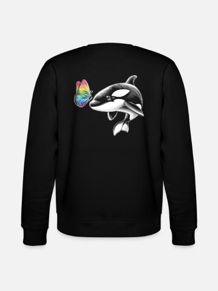 Orca-wal-schmetterlinge-tier-blumenillustration - Stanley/Stella Unisex Bio-Sweatshirt CHANGER  - Schwarz