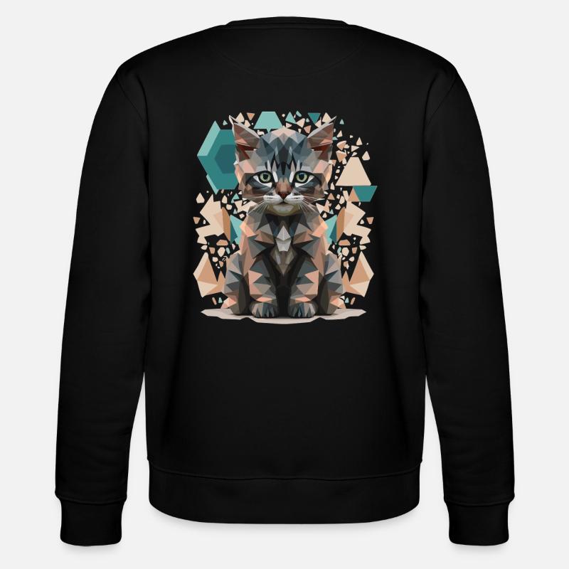Low-Poly Katzen Kunst - Stanley/Stella Unisex Bio-Sweatshirt CHANGER  - Schwarz
