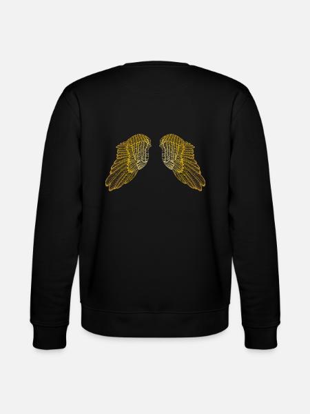 Hovering Golden Feather Angel Wings - Stanley/Stella CHANGER Unisex Organic Sweatshirt - black