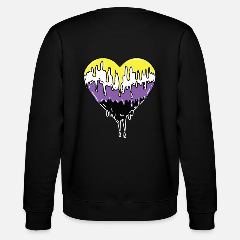 Nonbinary Pride Dropping Heart - Stanley/Stella CHANGER Unisex Organic Sweatshirt - black