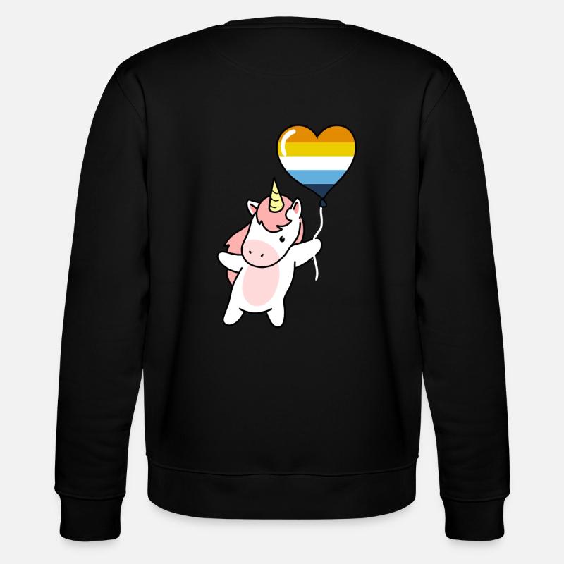 Einhorn Herzballon Aroace - Stanley/Stella Unisex Bio-Sweatshirt CHANGER - Schwarz