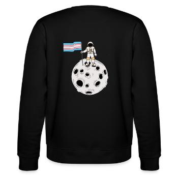 Transgender-Astronaut Trans Pride Flagge - Stanley/Stella Unisex Bio-Sweatshirt CHANGER  - Schwarz - Hinten - Marisol (170cm)