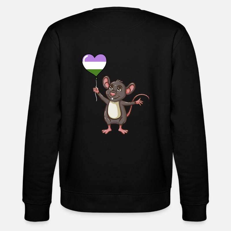 Maus Herzballon Genderqueer Pride - Stanley/Stella Unisex Bio-Sweatshirt CHANGER  - Schwarz