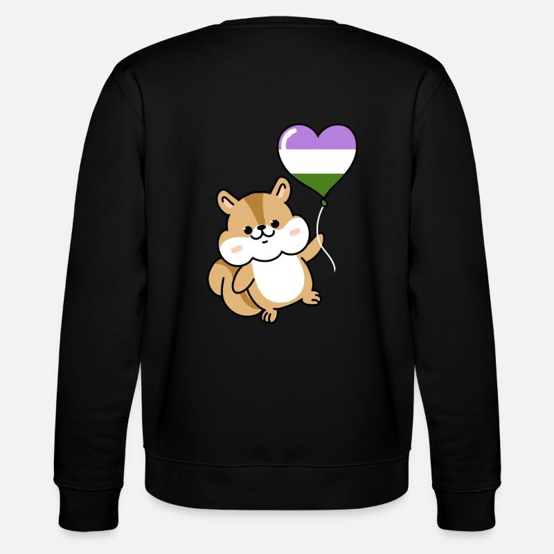 Eichhörnchen Herzballon Genderqueer - Stanley/Stella Unisex Bio-Sweatshirt CHANGER  - Schwarz