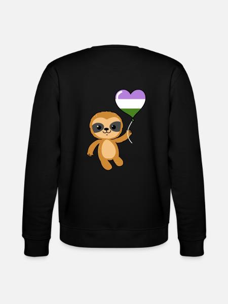 Sloth Heart Balloon Genderqueer - Stanley/Stella CHANGER Unisex Organic Sweatshirt - black