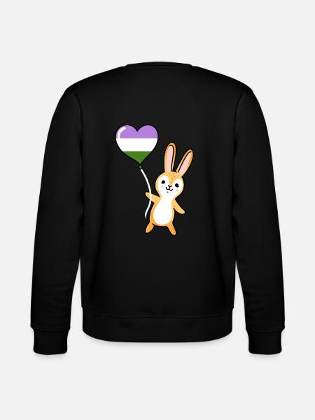Rabbit Heart Balloon Genderqueer Pride - Stanley/Stella CHANGER Unisex Organic Sweatshirt - black