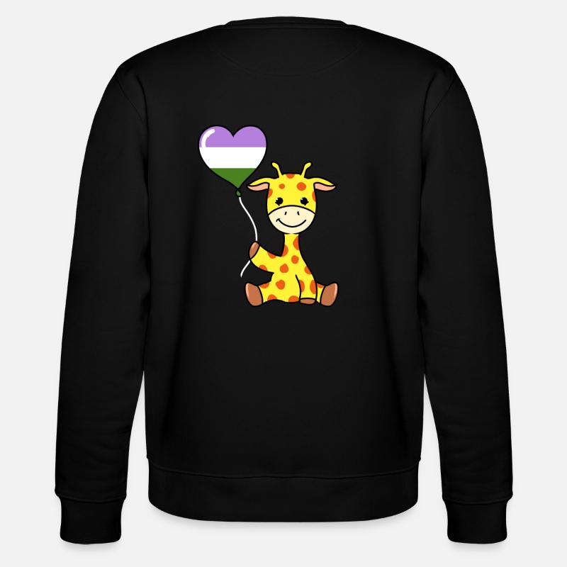 Giraffe mit Genderqueer Pride Ballon - Stanley/Stella Unisex Bio-Sweatshirt CHANGER  - Schwarz